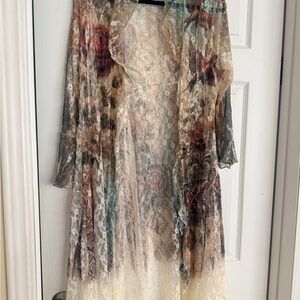 Sheer Boho Floral Lace Duster - Cream, Taupe, Rust